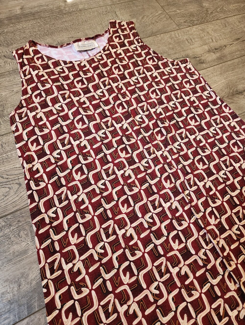 VTG Impressions of California Womens Size M Sleeveless Dress Chainlink Burgundy